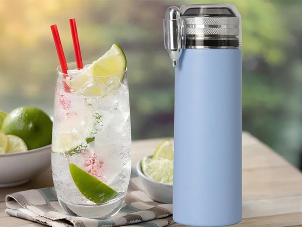 Machine/Gourde à Eau Pétillante Portable de 750 ml en Acier Inoxydable Isotherme