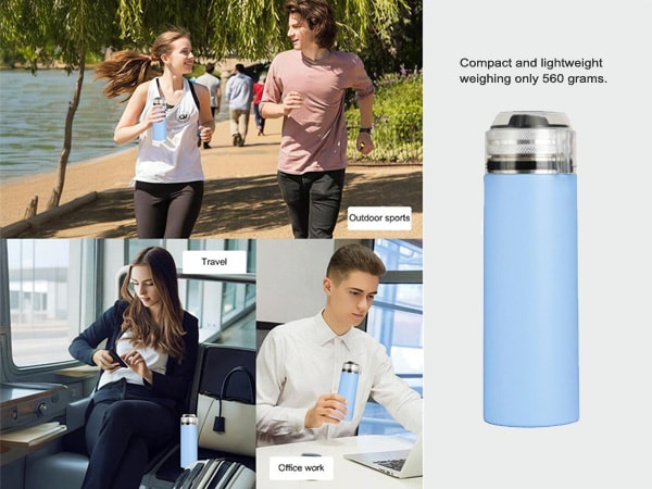 Machine/Gourde à Eau Pétillante Portable de 750 ml en Acier Inoxydable Isotherme