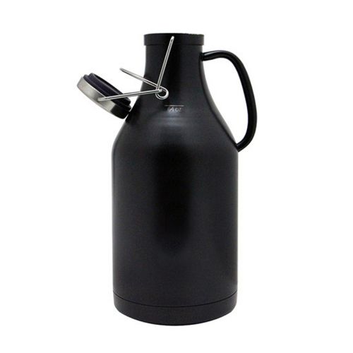 Growler noir à double paroi isolé sous vide et à bouchon rabattable 1.89L